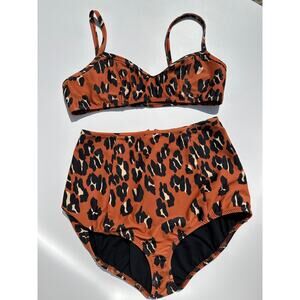 Rachel Comey Bikini Revival Top Sz M Keena Bottoms Sz Small Vintage Cut Leopard